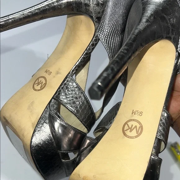 Michael Kors Metallic and Black Strappy Heels - Picture 12 of 13